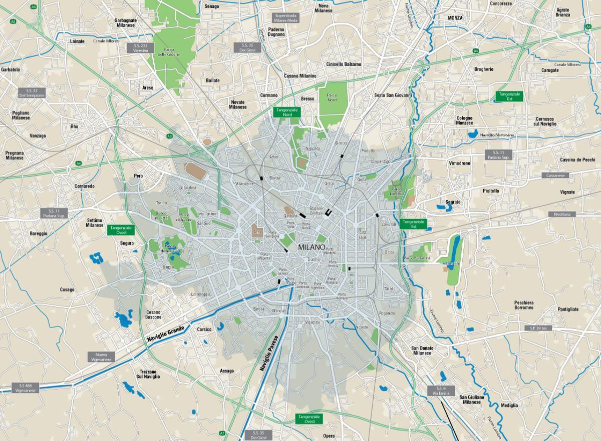 карта на Милано канали 
