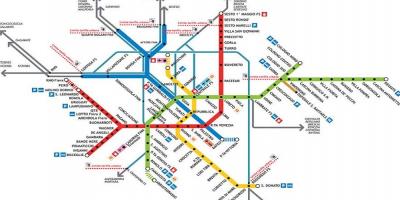 Карта на метрото на Милано