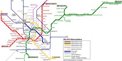 Схема на метрото в Милано 2016