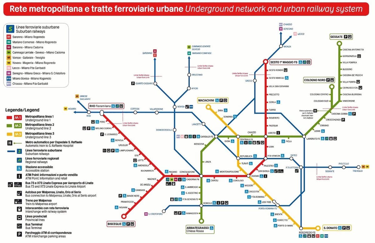 транспорт Милано картата