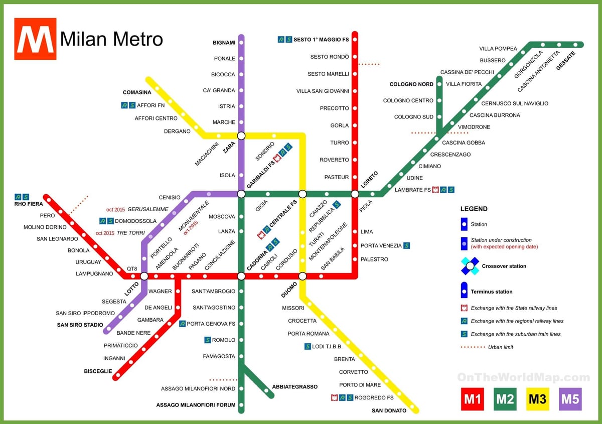 метростанция Milano картата 