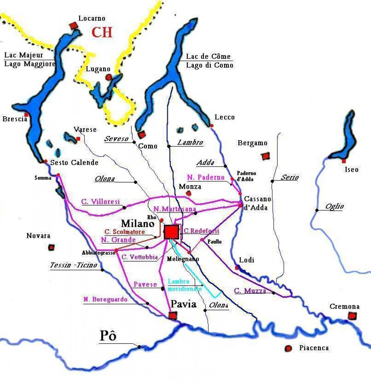 карта на Милано район Navigli