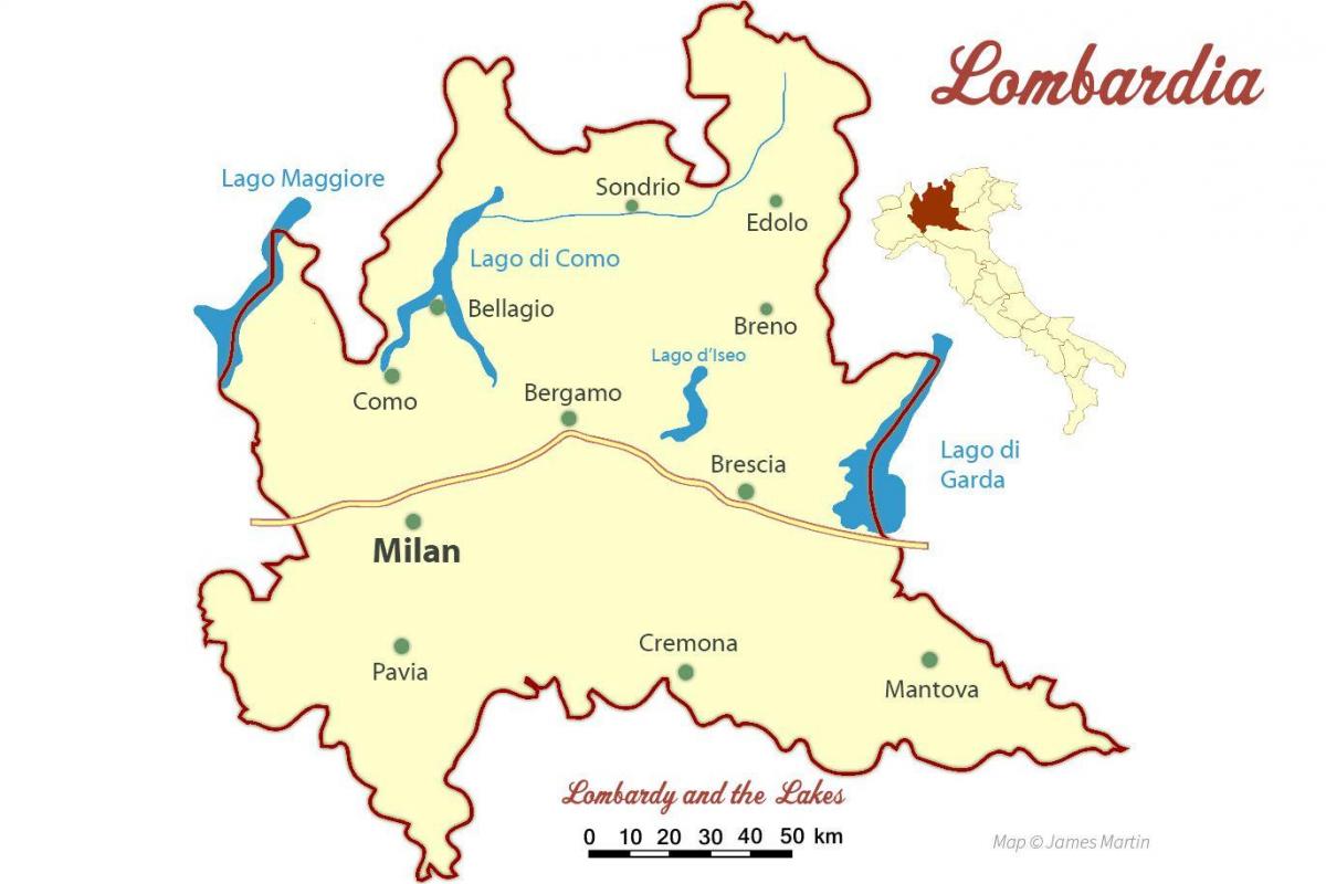 карта на Милано, Ломбардия