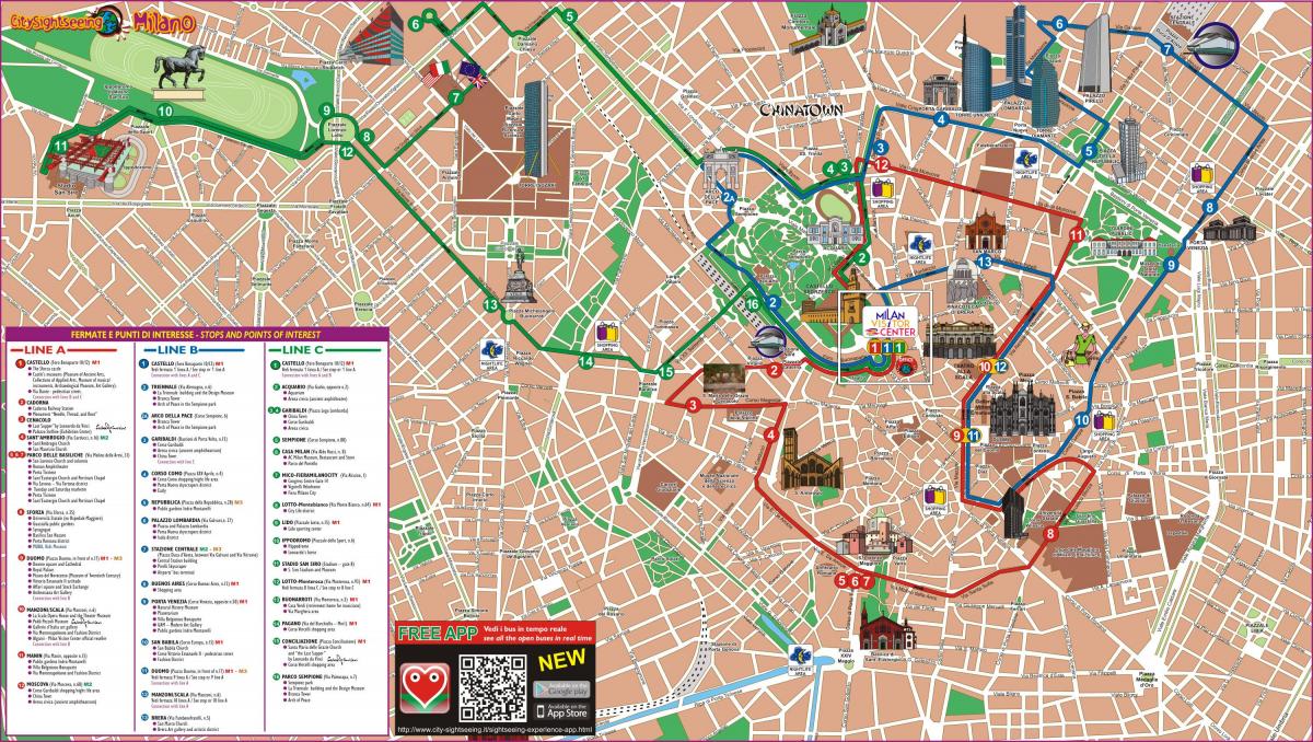 карта на Милано автобусна линия 