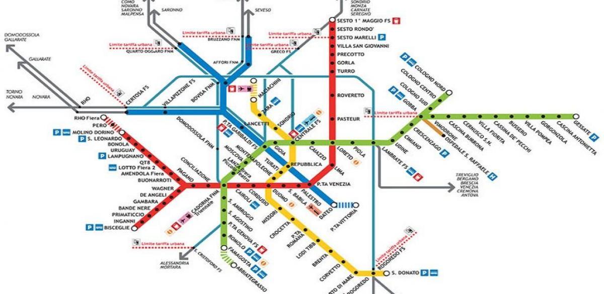 карта на метрото на Милано