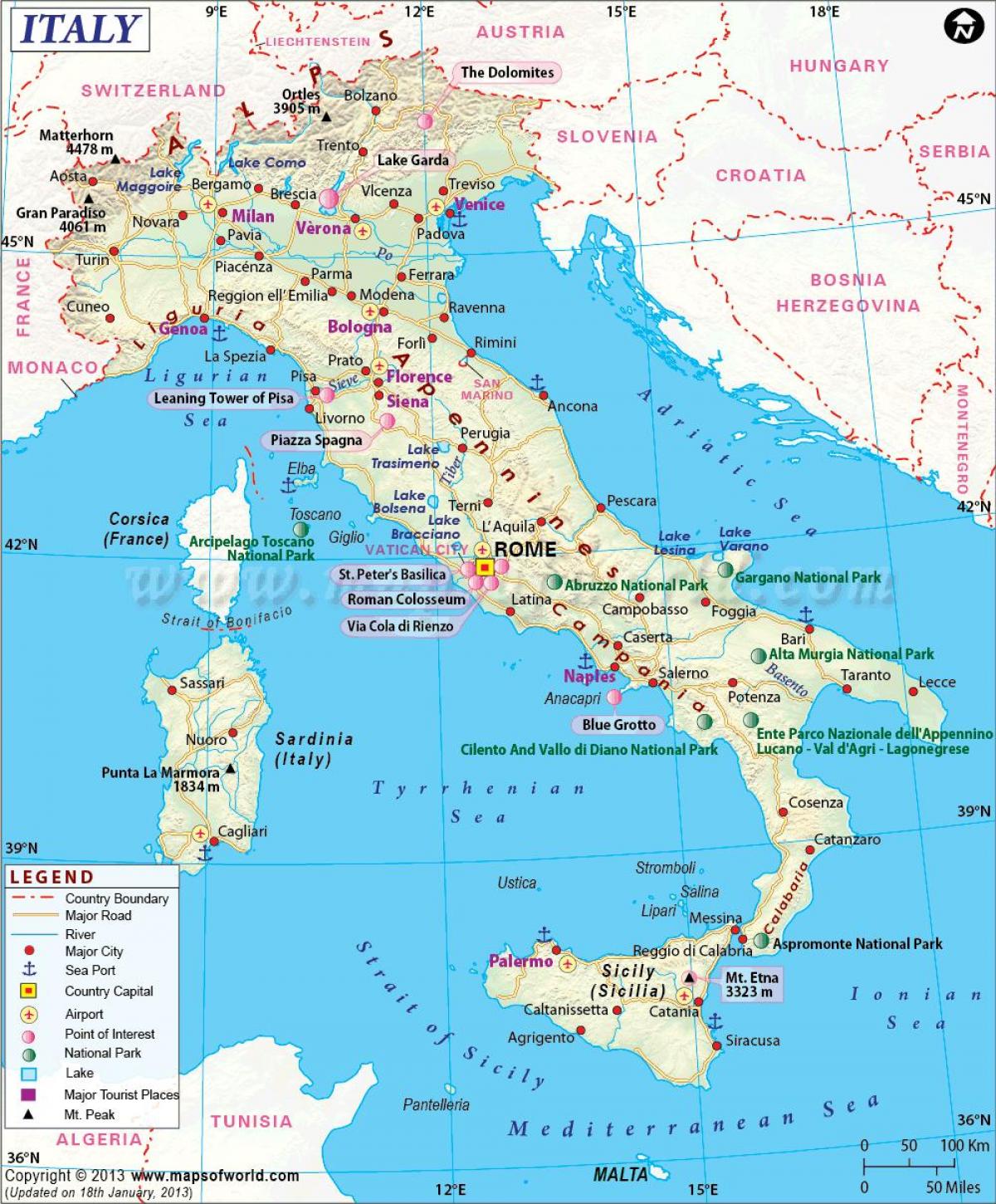 карта на Милано и околностите