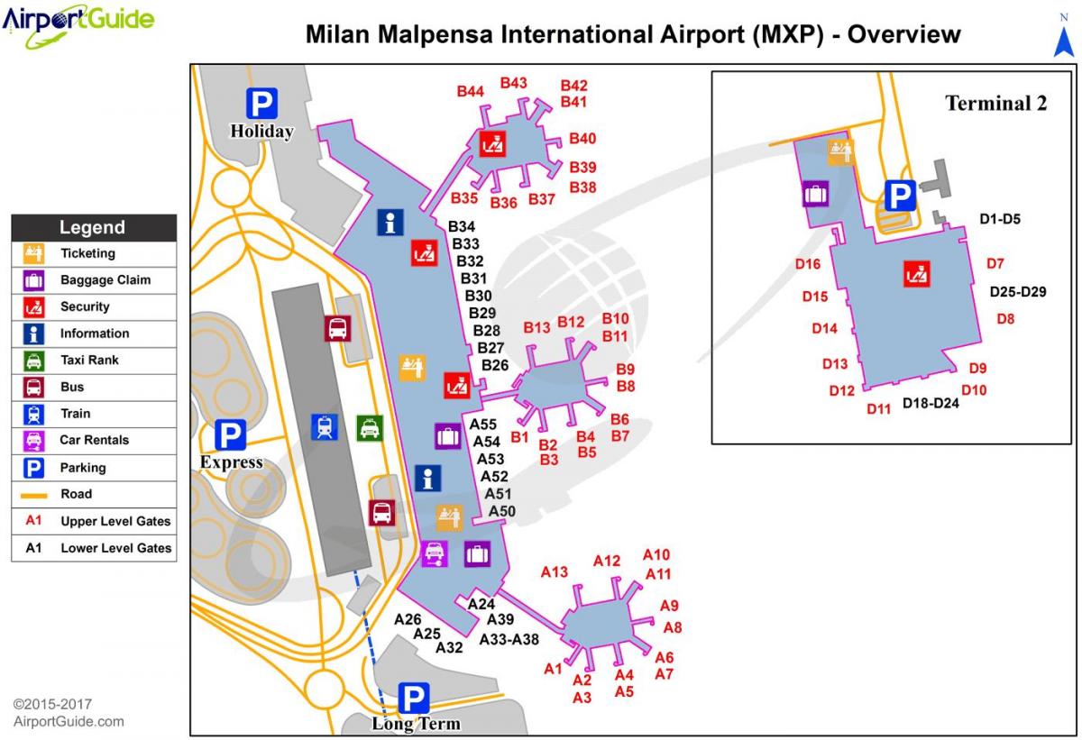 летище Милано картата