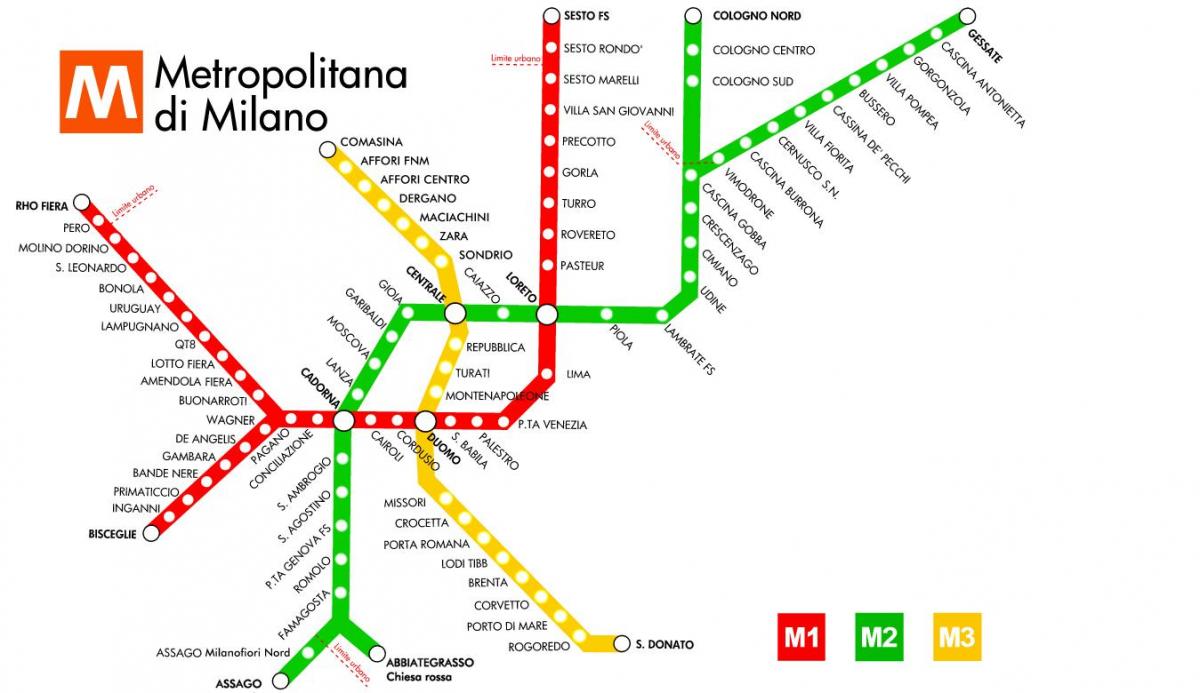 карта на метрото на Милано