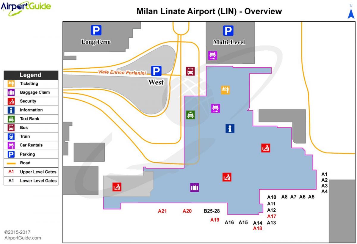 Милано Линате картата