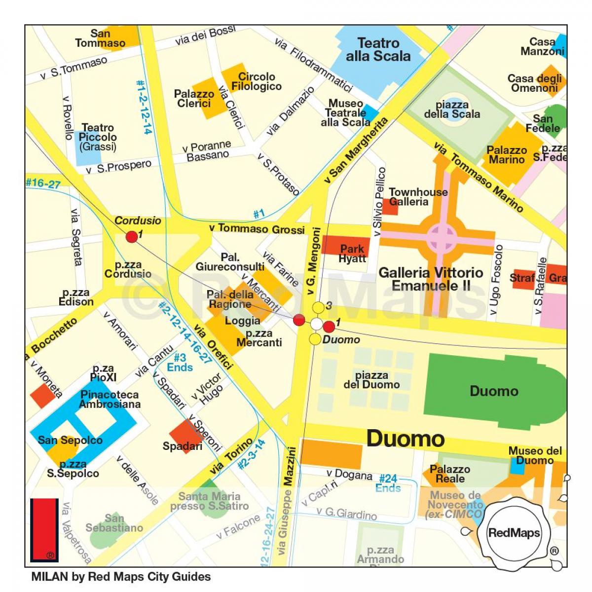 карта на магазини в Милано улица