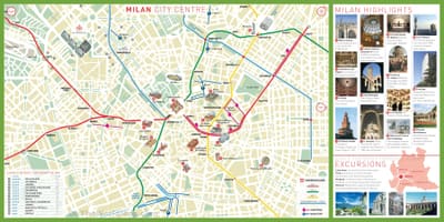 Милано забележителности на картата