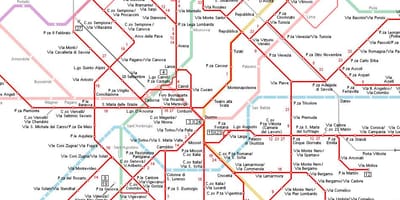 Карта на метрото на Милано, Италия