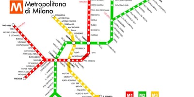 Карта на метрото на Милано