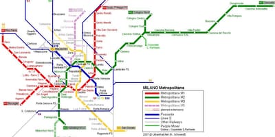 Схема на метрото в Милано 2016